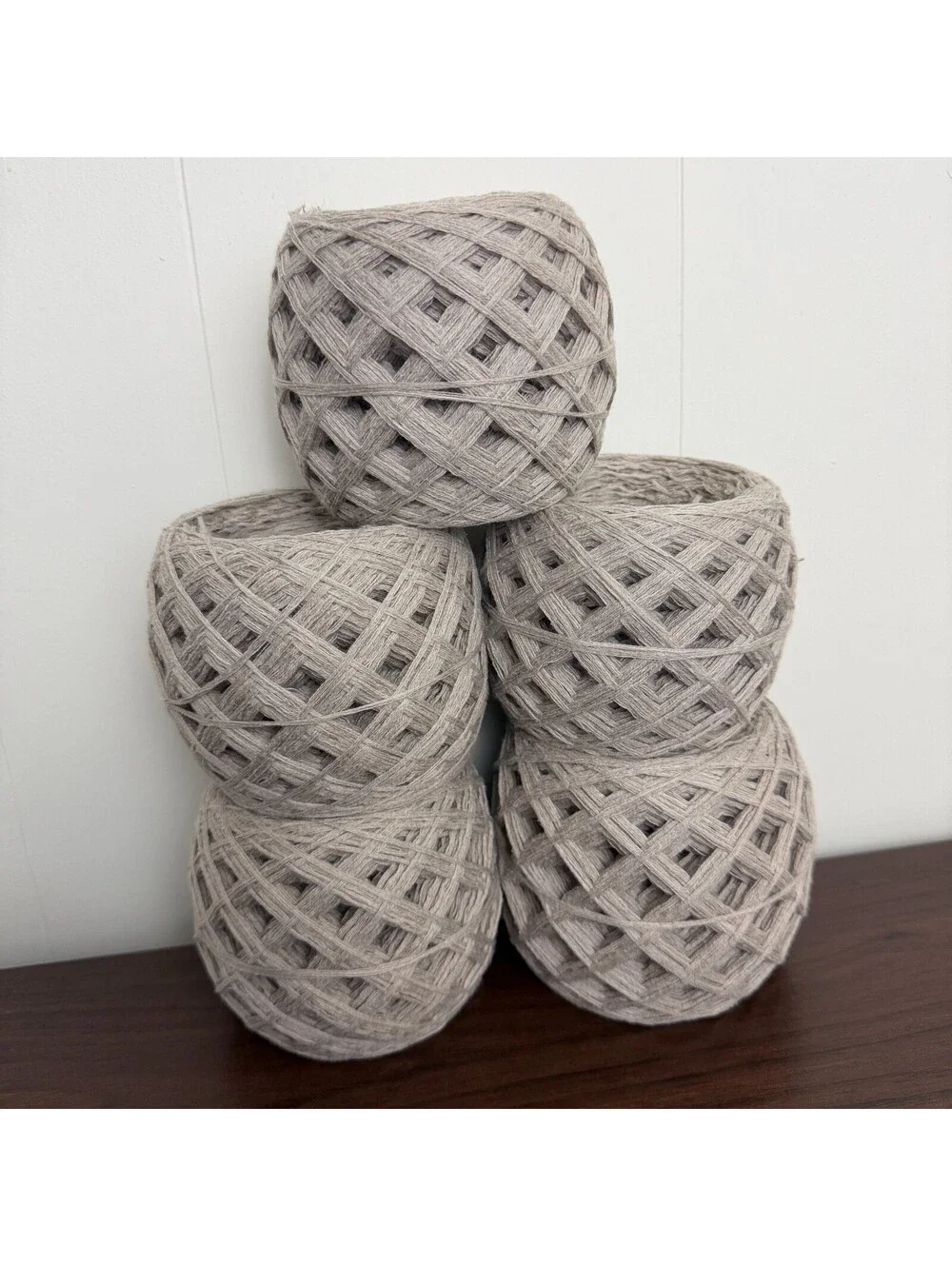 Reclaimed 100% Cotton DK Yarn - 1127 Yds - Light Beige/Taupe 492g (5 Cakes)